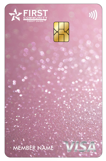 Pink glitter FCCU debit card