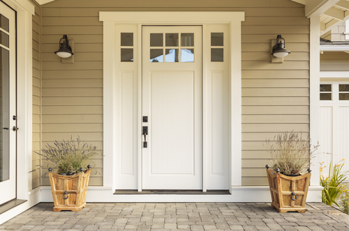 front porch and white door