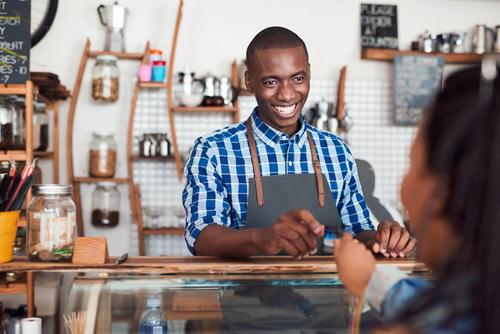 man holding business credit card