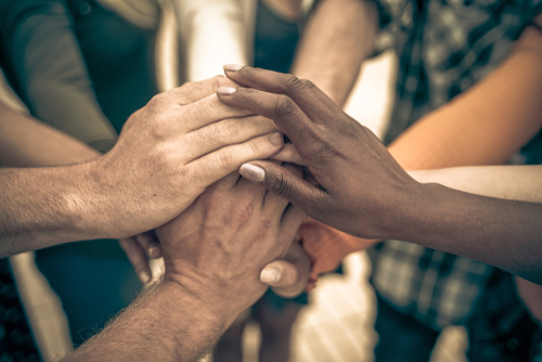 group of hands together