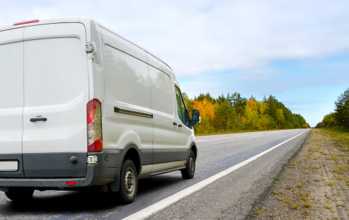 commercial van on road